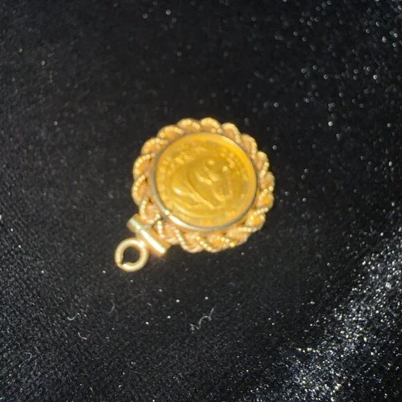 CHINESE GOLD PANDA PENDANT AND EARRINGS 14K 1983 - Picture 2 of 4